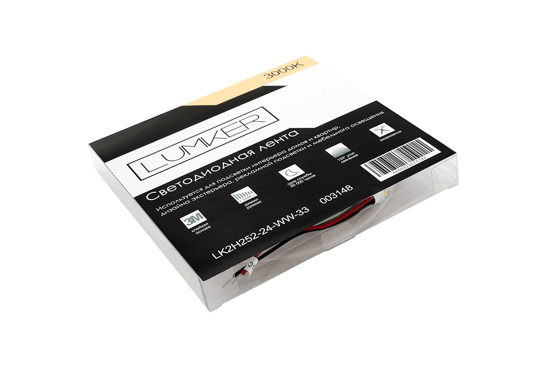 Лента светодиодная LUMKER 2835 252LED/м 24Вт/м 24В IP33 Цвет:Теплый белый (3000K) (1метр) SWG